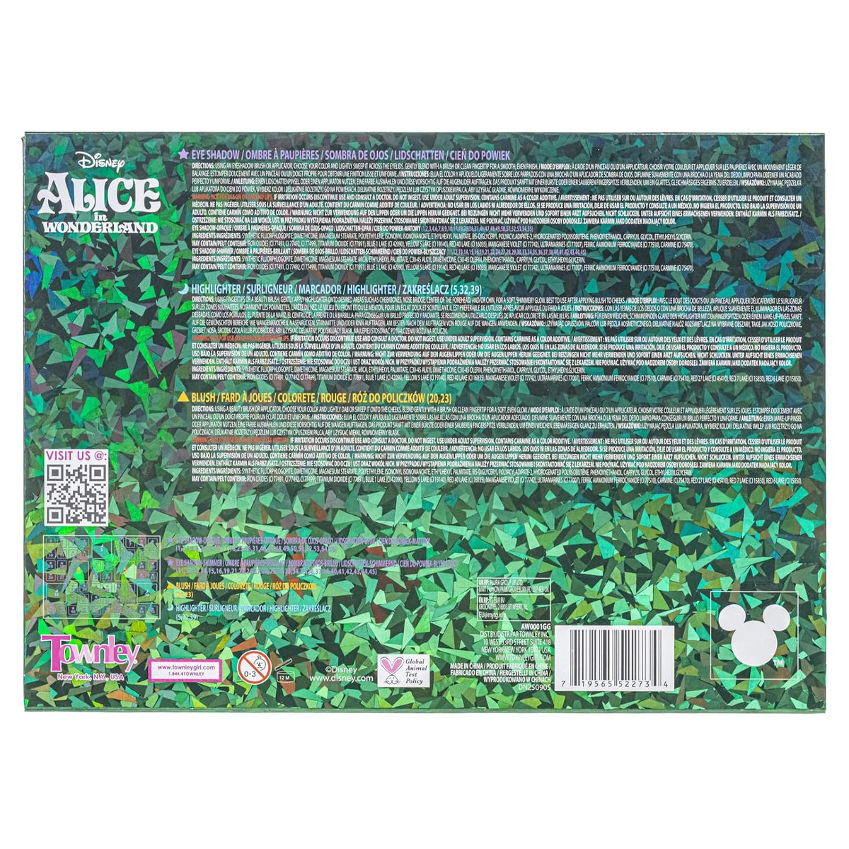 Alice in Wonderland 55-Well Face Palette, Eyeshadow, Ages 13+