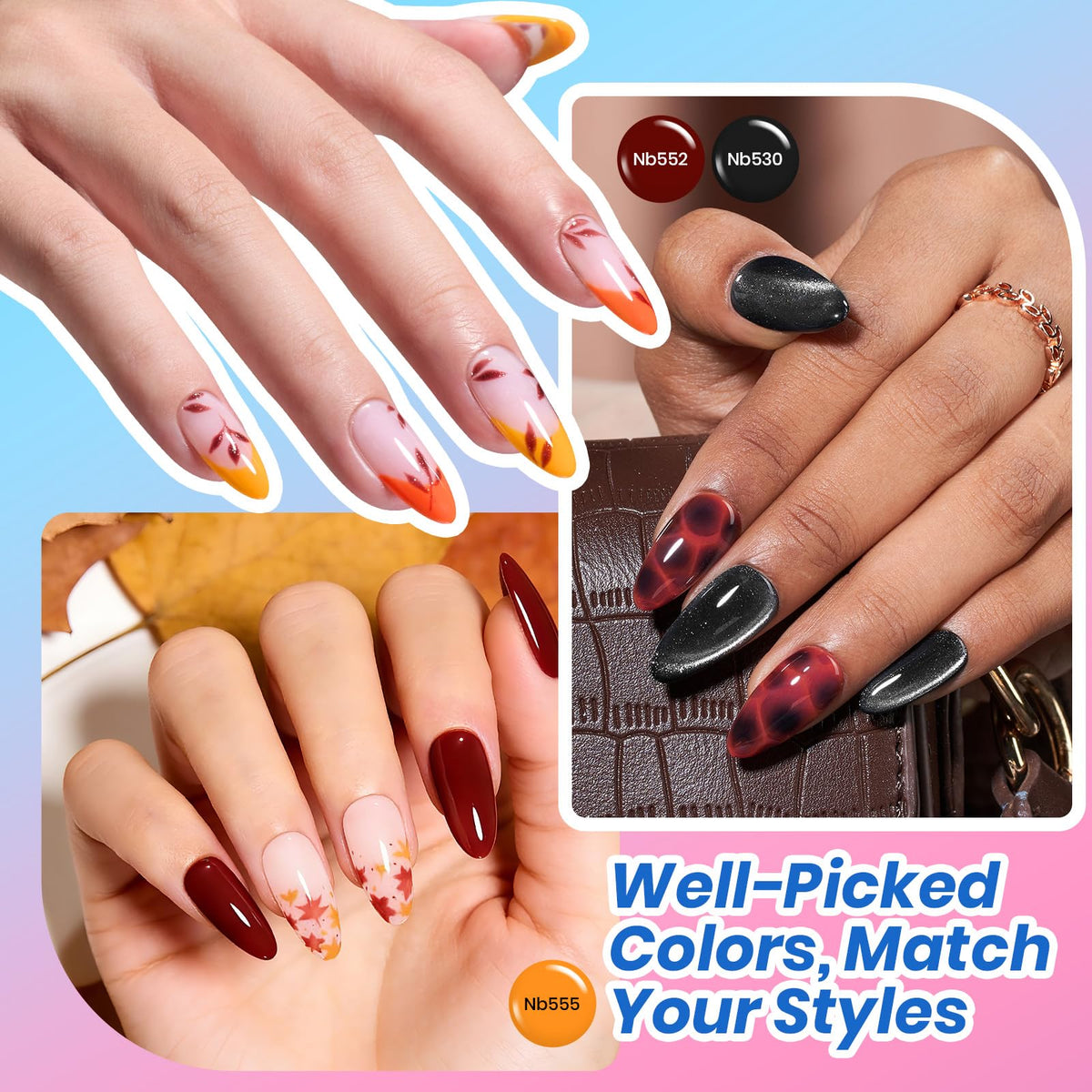 Beetles Cat Eye Gel Nail Polish Set, 36 Colors Magnetic Fall Gel Polish Kit