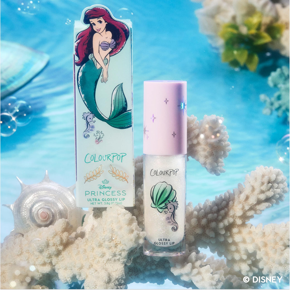 ColourPop x Disney Princess Ultra Glossy Lip Gloss - High-Shine, Non-Sticky & Hydrating Lip Gloss - Infused with Hyaluronic Acid, Kakadu Plum & Cherry - Rosy Pink, Mademoiselle Belle (0.24 Fl oz)