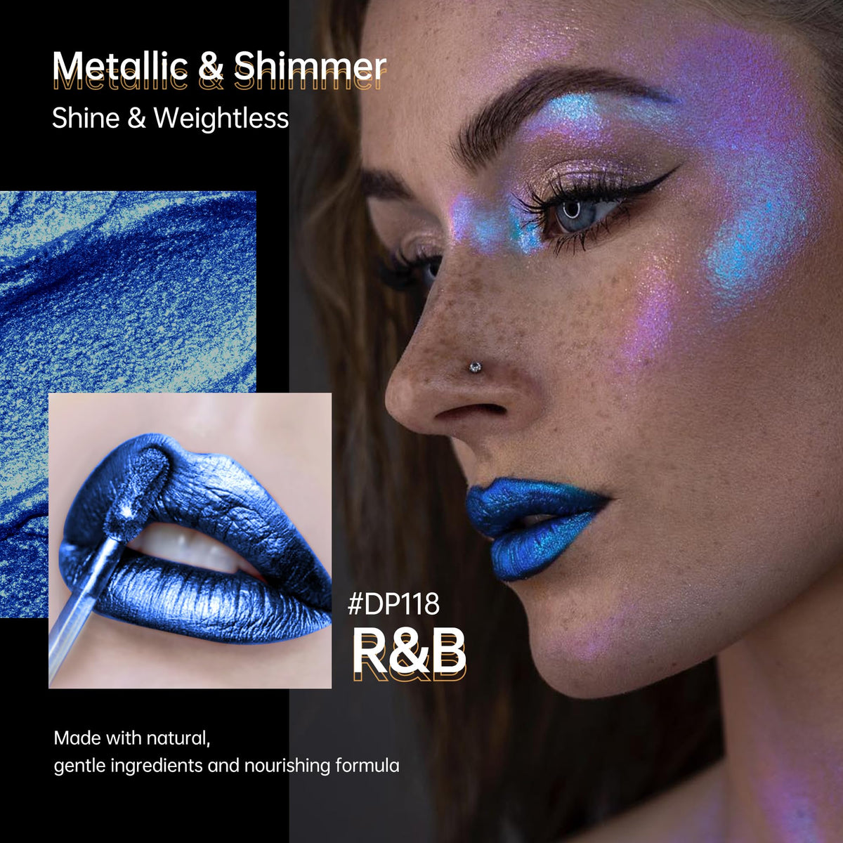 Depuplum Purple Lipsticks for Women Metallic Glitter Lipstick Long Lasting