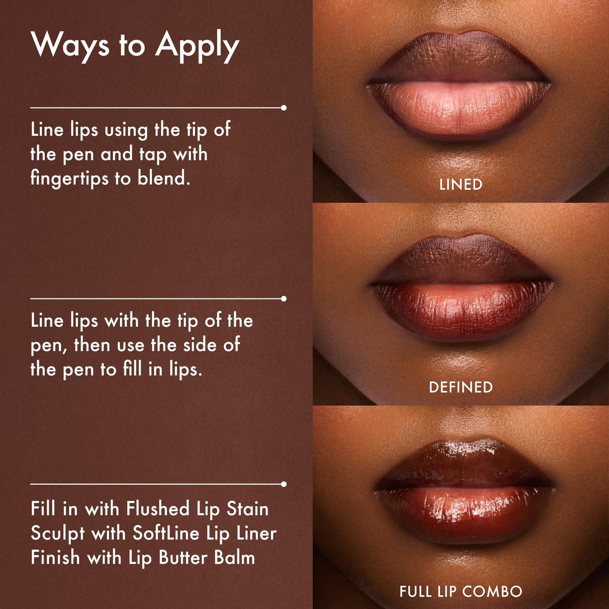 Summer Fridays Flushed Lip Stain Liner, 12hr Wear & Transfer-Proof, Rosette