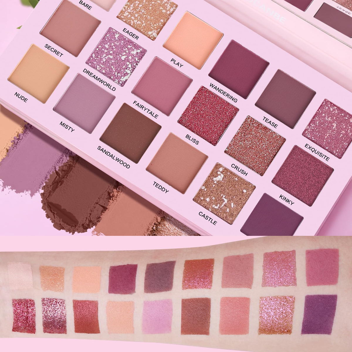 UCANBE Makeup Kit for Women & Teens,18 Colors Nude Eyeshadow +7pcs Soft Makeup Brushes + Pink Cosmetic Bag Makeup Sets, Shimmer Matte Glitter Makeup Palettes Set for Girls Beginners & Professional