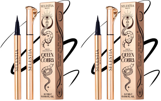 SELESTIA BEAUTY Black Liquid Eyeliner Pencil Queen Cobra – Long-Lasting – Quick-Drying, No Flaking – Thin Applicator & Intense Color – 0.016 fl.oz