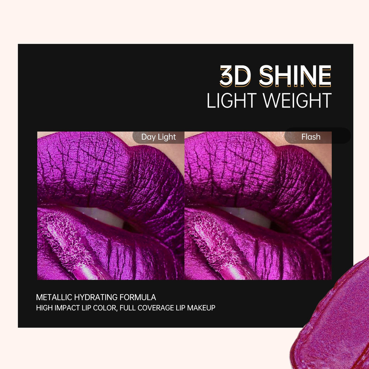 Depuplum Purple Lipsticks for Women Metallic Glitter Lipstick Long Lasting