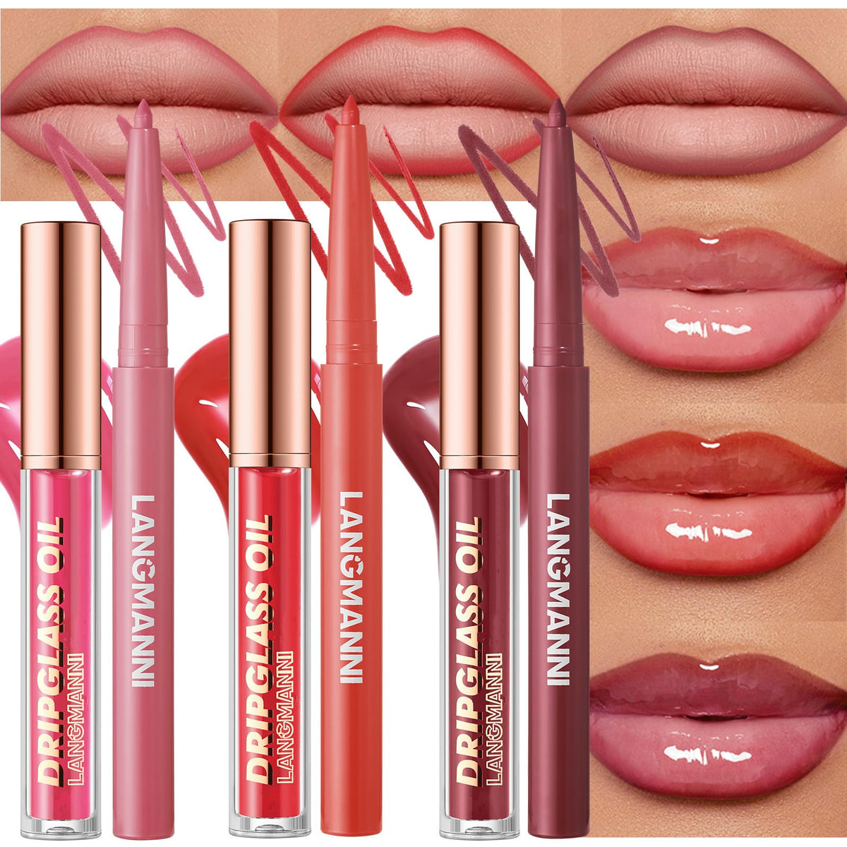 12Pcs Matte Liquid Lipstick and Lip Liner Set, Lip Makeup Combo (Set A)