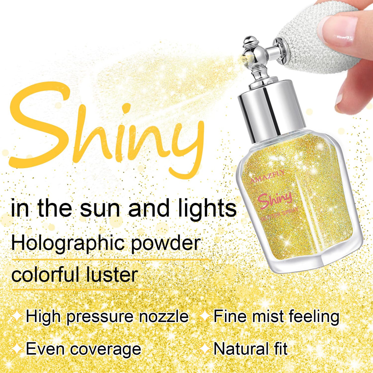 Hair and Body Glitter Spray, Shimmering Powder Sparkle Powder Makeup, Glitter Loose Sparkle Makeup for Body Highlighter,Festival Prom Rave Accessories (Glint-Rainbow)