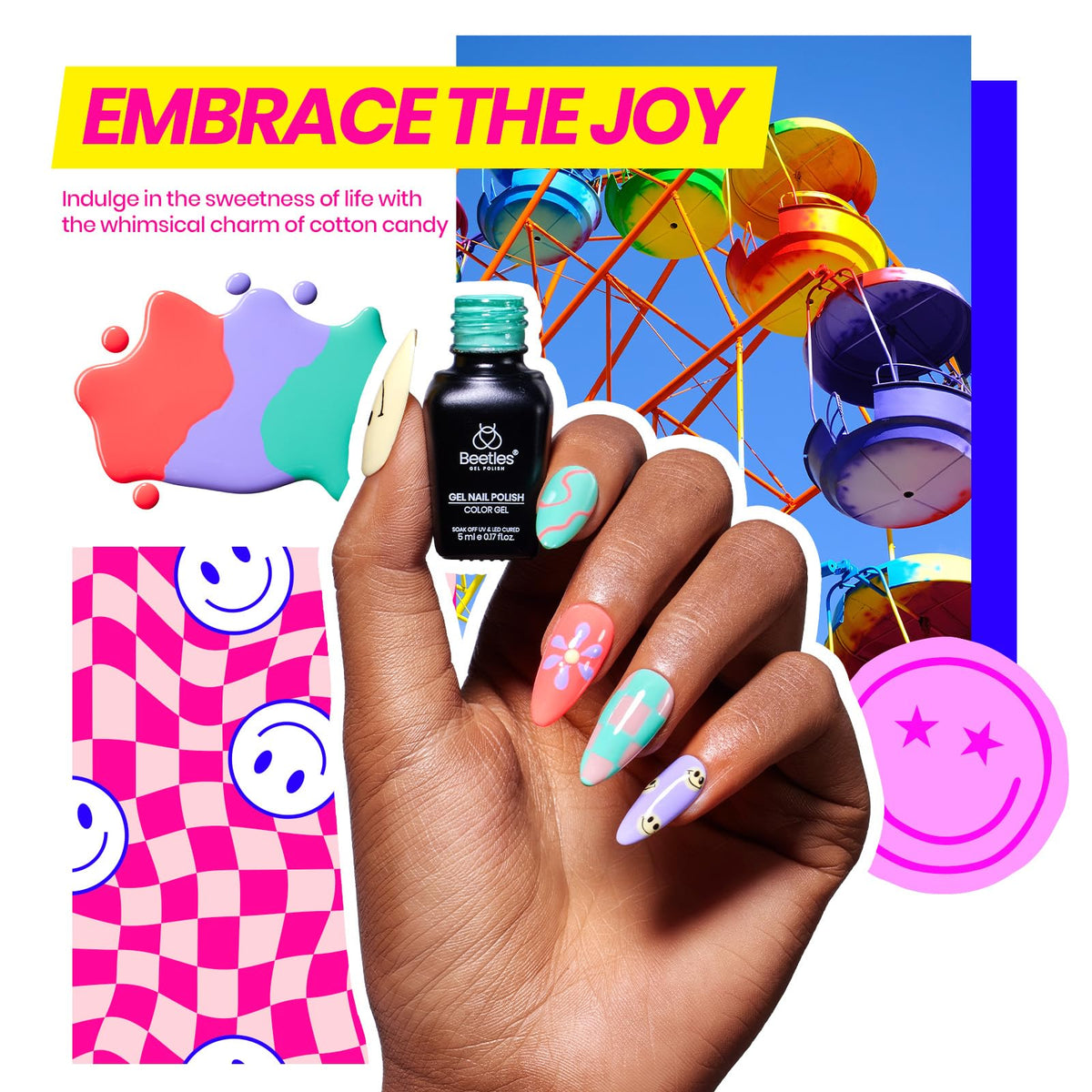 Beetles Gel Nail Polish Set, 63 PCS 55 Colors Gel Polish Kit with Base Coat