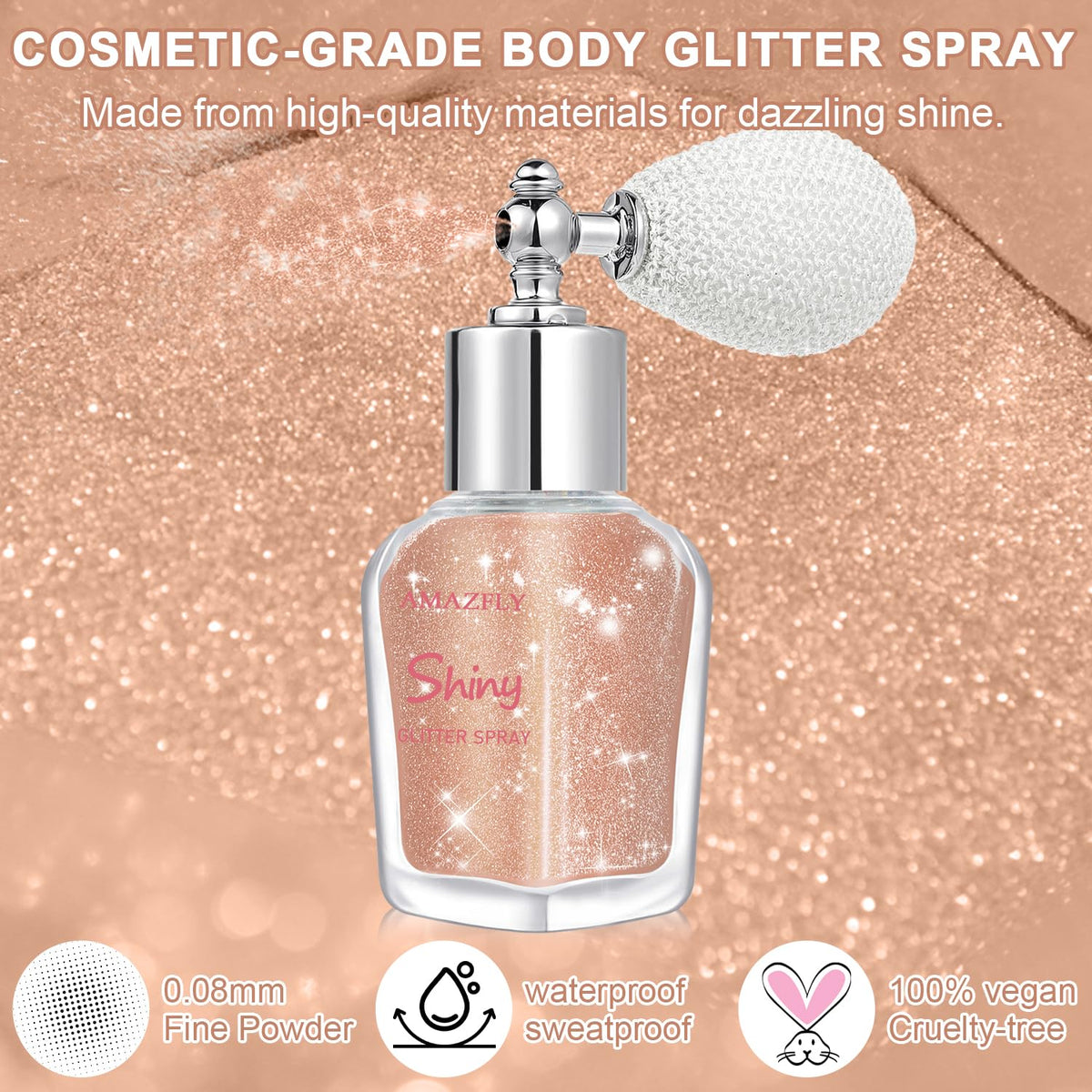 Hair and Body Glitter Spray, Shimmering Powder Sparkle Powder Makeup, Glitter Loose Sparkle Makeup for Body Highlighter,Festival Prom Rave Accessories (Glint-Rainbow)