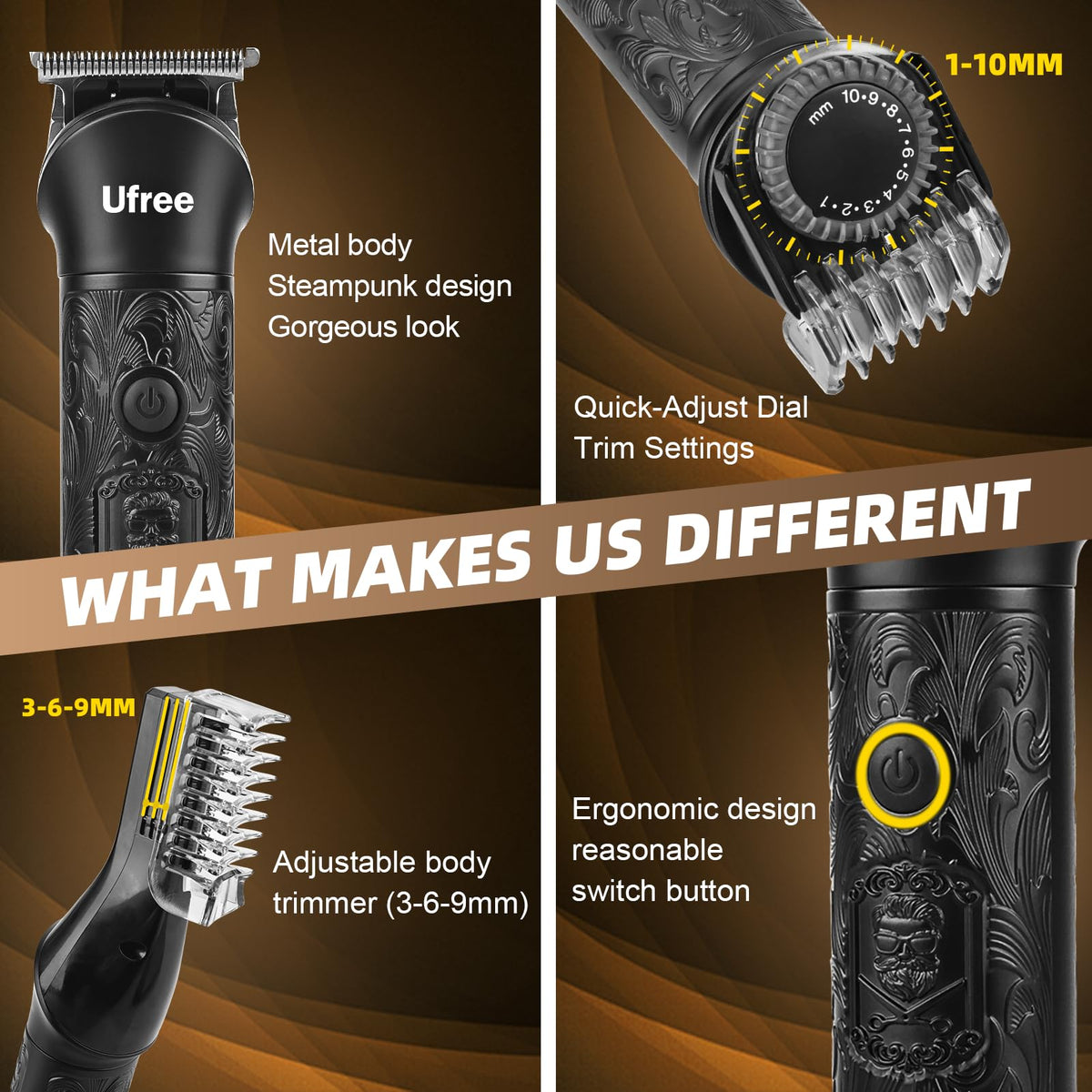 Ufree Professional Beard Trimmer for Men, Electric Shaver Razor, Men Gift