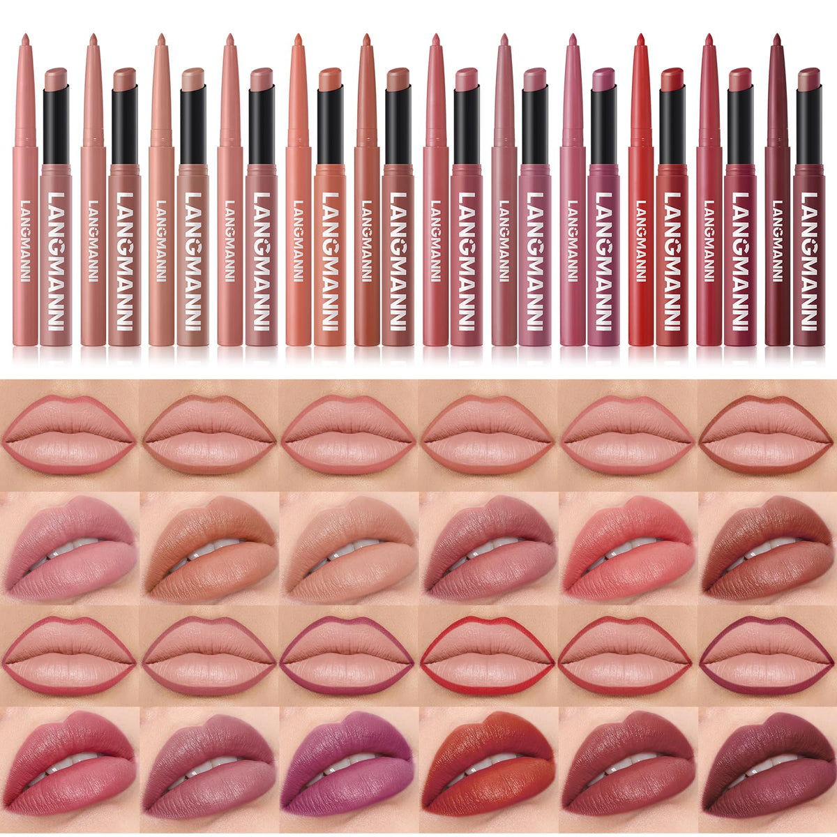 12Pcs Matte Liquid Lipstick and Lip Liner Set, Lip Makeup Combo (Set A)
