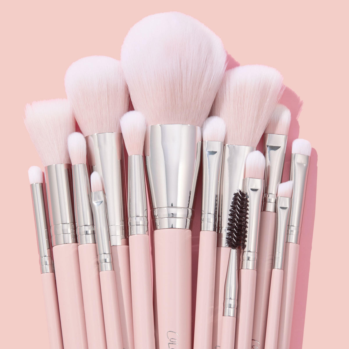 ColourPop Stone Cold Brush Roll Face & Eye Brush Set - Face & Eye Makeup Brush Set - Made with Luxe Synthetic Vegan Bristles - Includes Holder (15 Count)