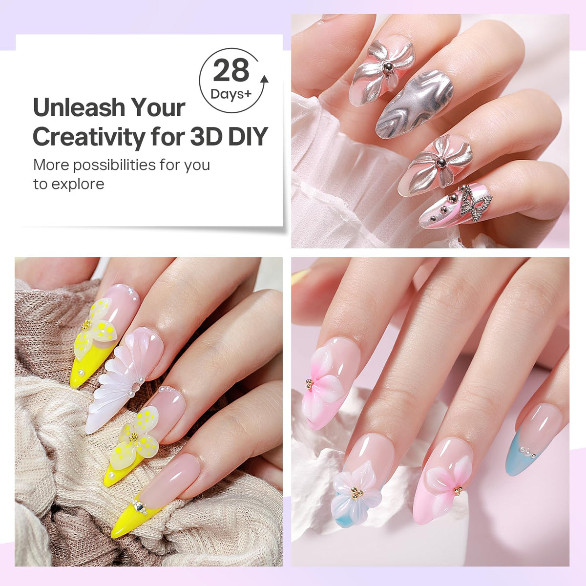 MIZHSE 3D Nail Scupting Gel for Nail Art, 6PCS Neon Colors Non-sticky