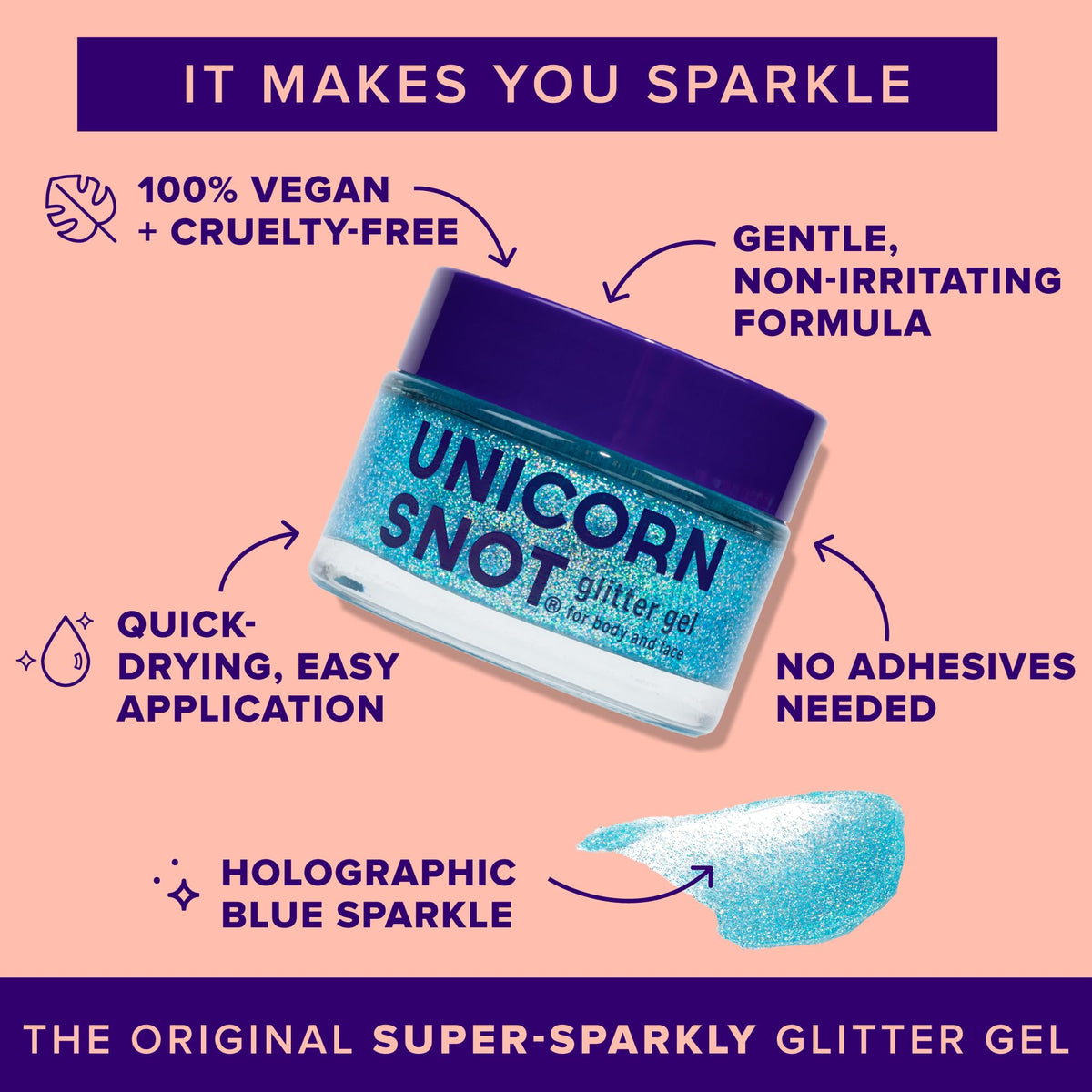 UNICORN SNOT Holographic Face Glitter & Body Glitter Gel | Hair Glitter, Vegan & Cruelty Free, 1.7 oz Pink Glitter (Flamingo)