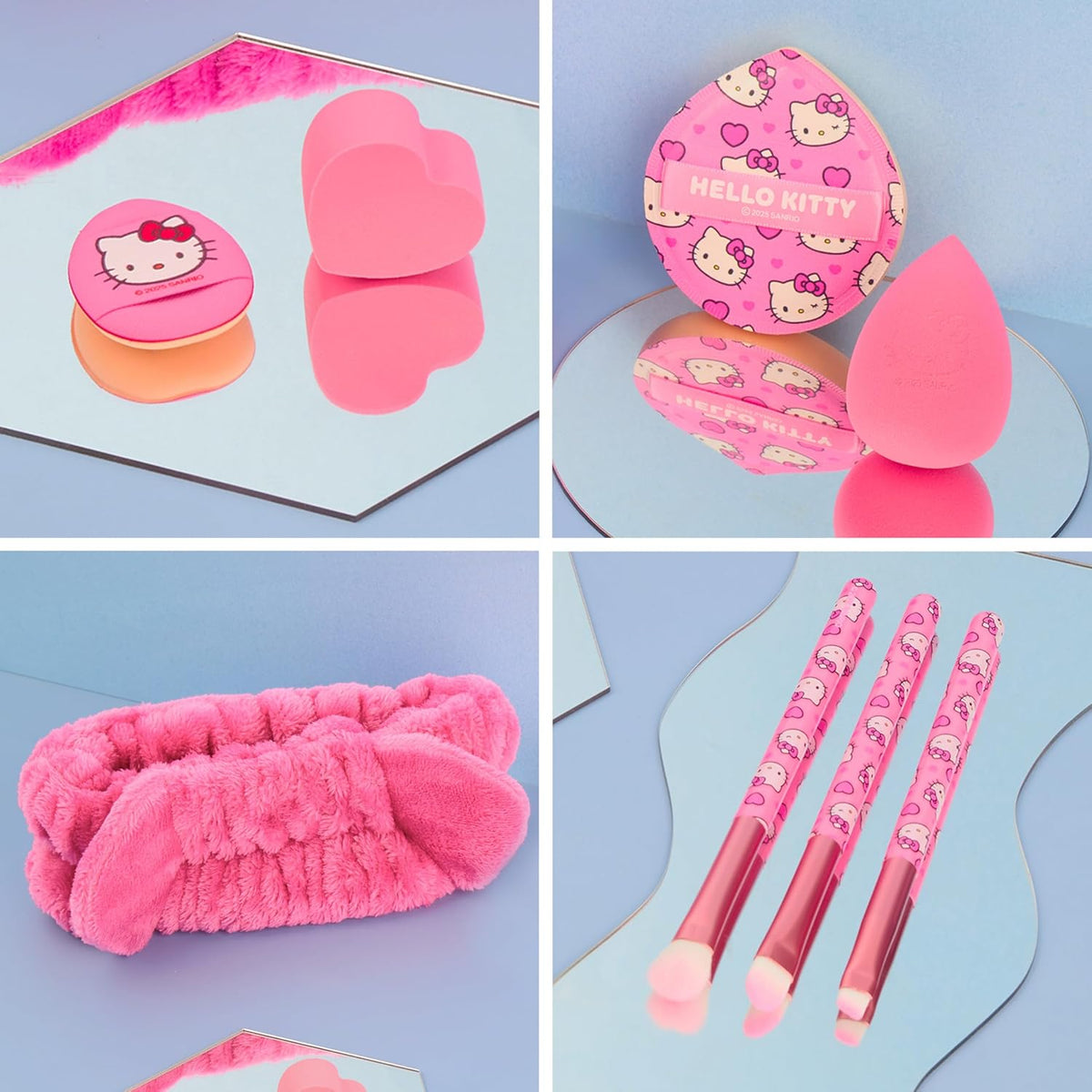 Get Trend Hello Kitty Sanrio Makeup Brush Sponge Set for Girls, Teens with Headband Powder Puffs Soft Brushes Beauty Sponges, Kawaii Gifts for Girls (Pink Hello Kitty)