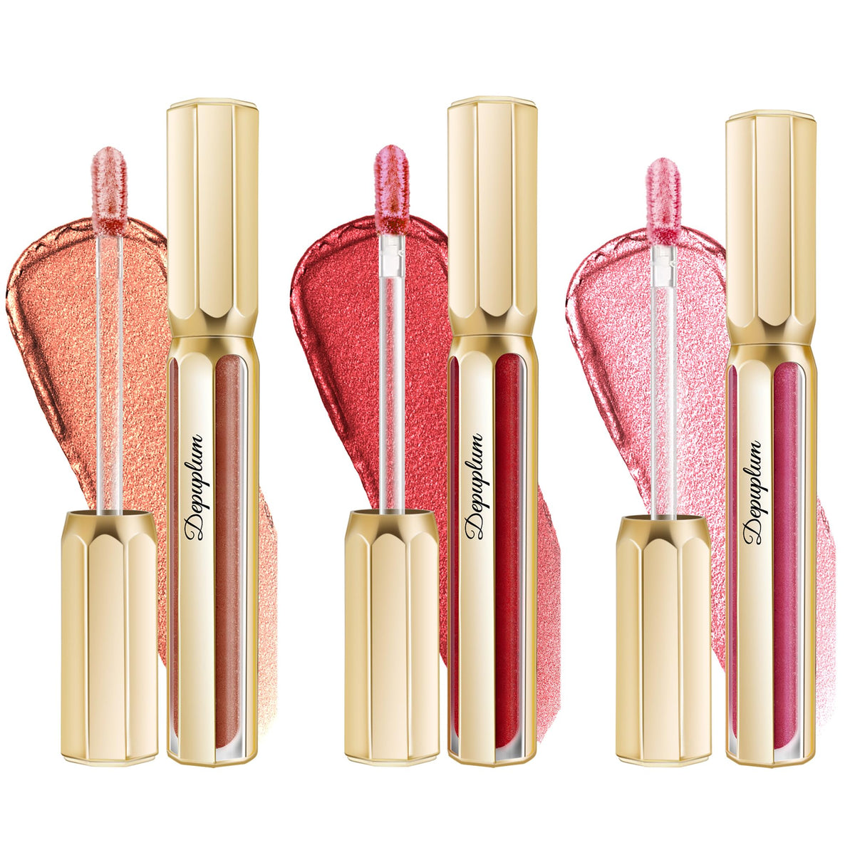 Depuplum Purple Lipsticks for Women Metallic Glitter Lipstick Long Lasting