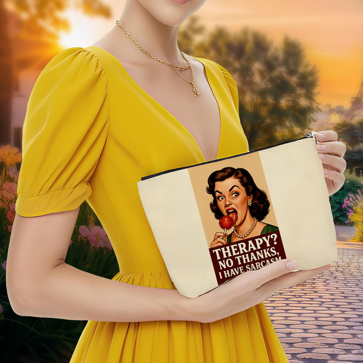 Retro Pinup Makeup Bag for Women, Vintage Pop Art Cosmetic Pouch, Sassy Funny Gifts for Girls, Bold Sarcastic Toiletry Bag, Unique Present