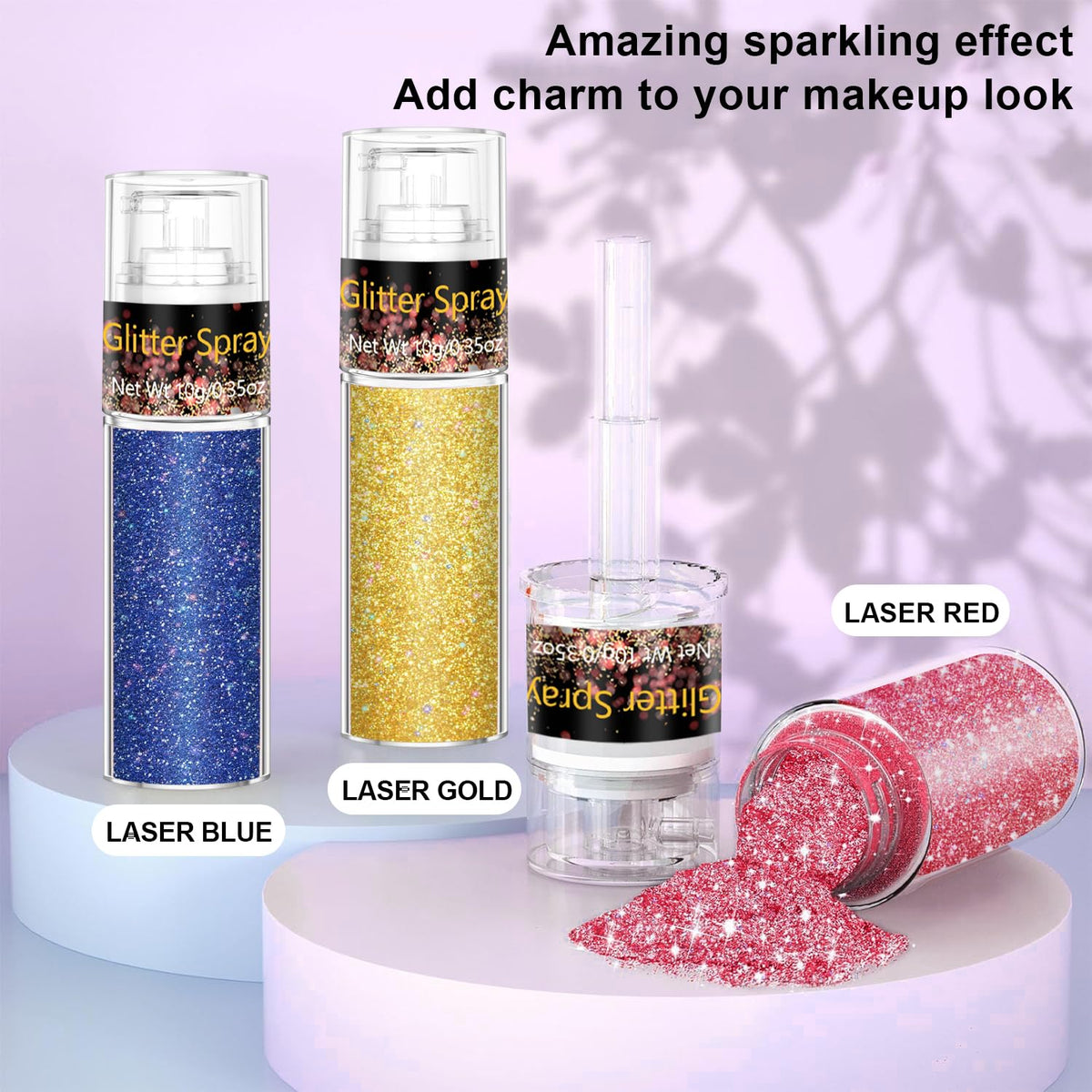 Scarman Hair and Body Glitter Spray, 1PC Glint-Rainbow Hairspray Powder