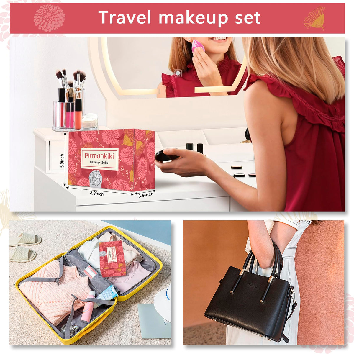 Makeup Set for Women Full Kit Includes, eyeshadow、 liquidfoundation,Loose powder,Eyebrow pencil,Lipstick Eye Pencil Makeup BrushesMakeup practice board 4-color lip gloss set