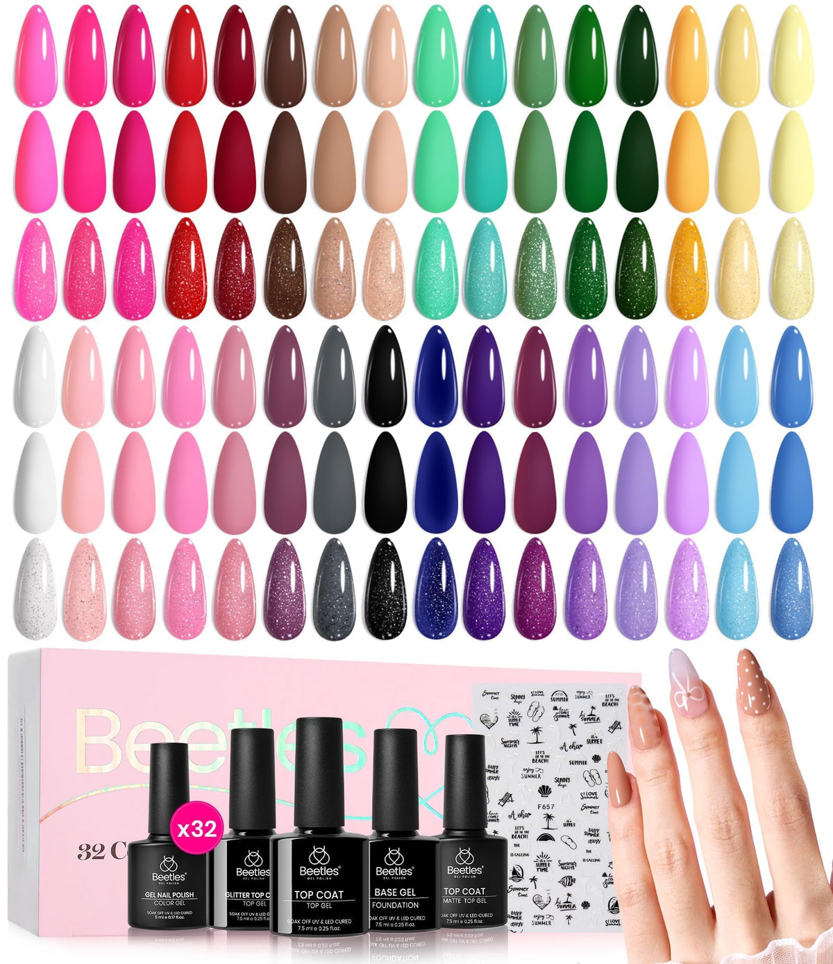 Beetles Cat Eye Gel Nail Polish Set, 36 Colors Magnetic Fall Gel Polish Kit
