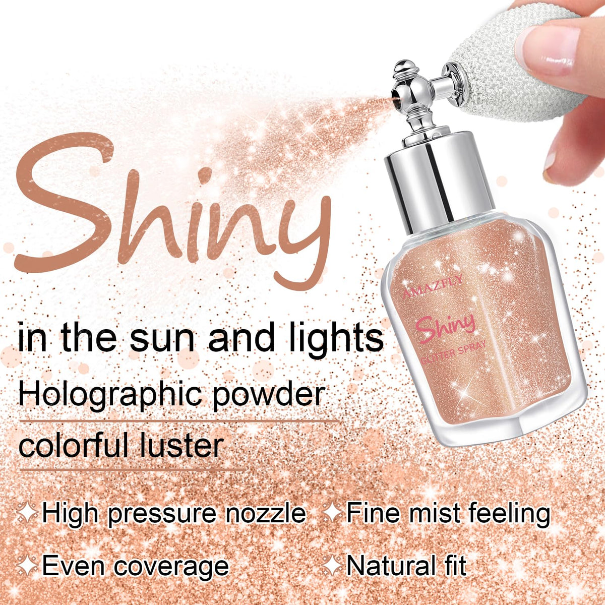 Hair and Body Glitter Spray, Shimmering Powder Sparkle Powder Makeup, Glitter Loose Sparkle Makeup for Body Highlighter,Festival Prom Rave Accessories (Glint-Rainbow)