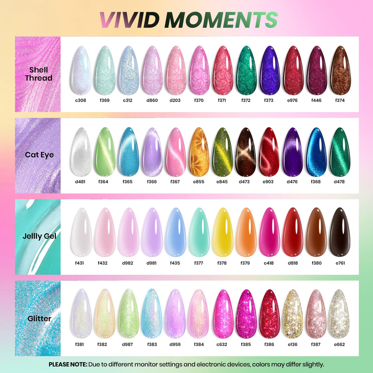 Beetles Cat Eye Gel Nail Polish Set, 36 Colors Magnetic Fall Gel Polish Kit