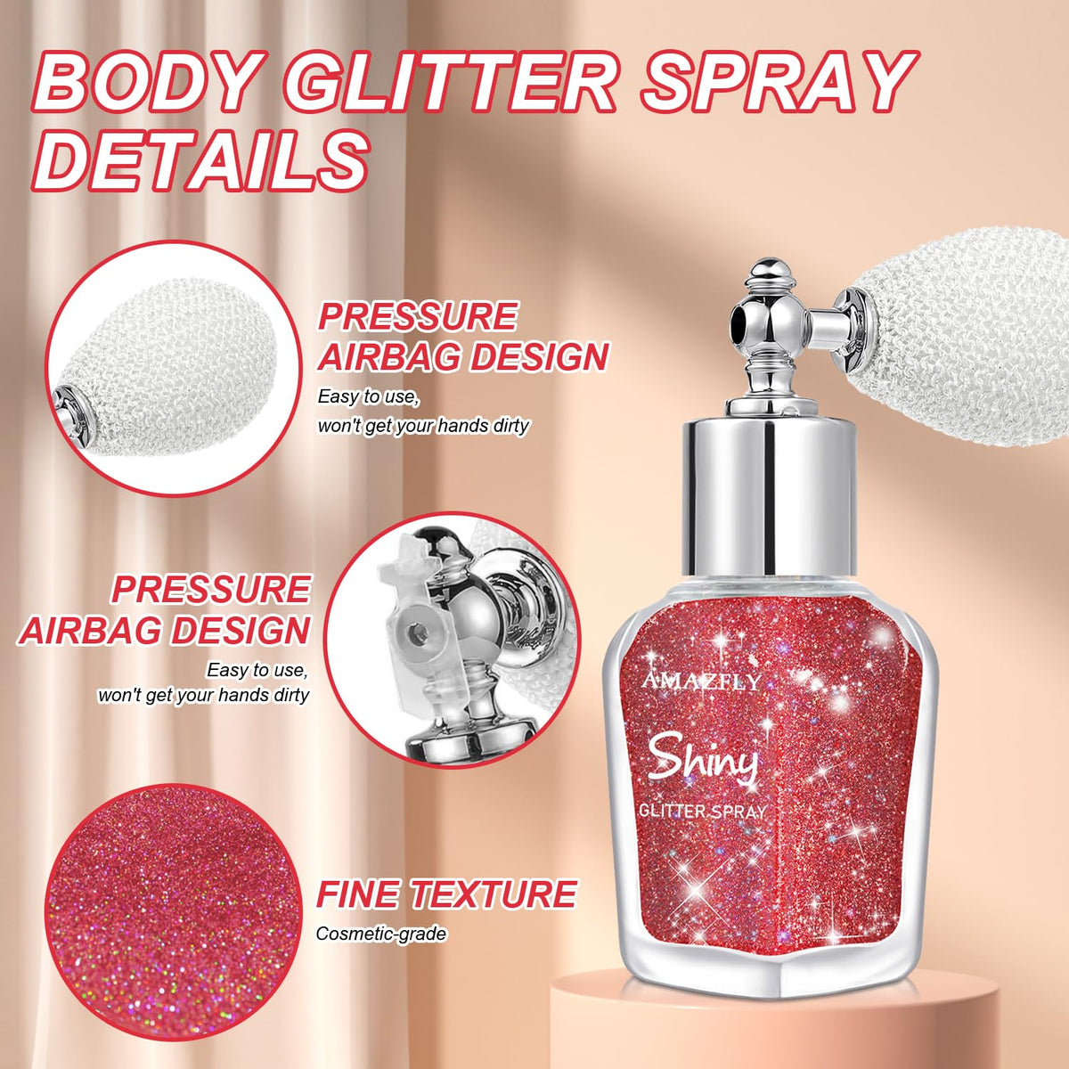 Hair and Body Glitter Spray, Shimmering Powder Sparkle Powder Makeup, Glitter Loose Sparkle Makeup for Body Highlighter,Festival Prom Rave Accessories (Glint-Rainbow)