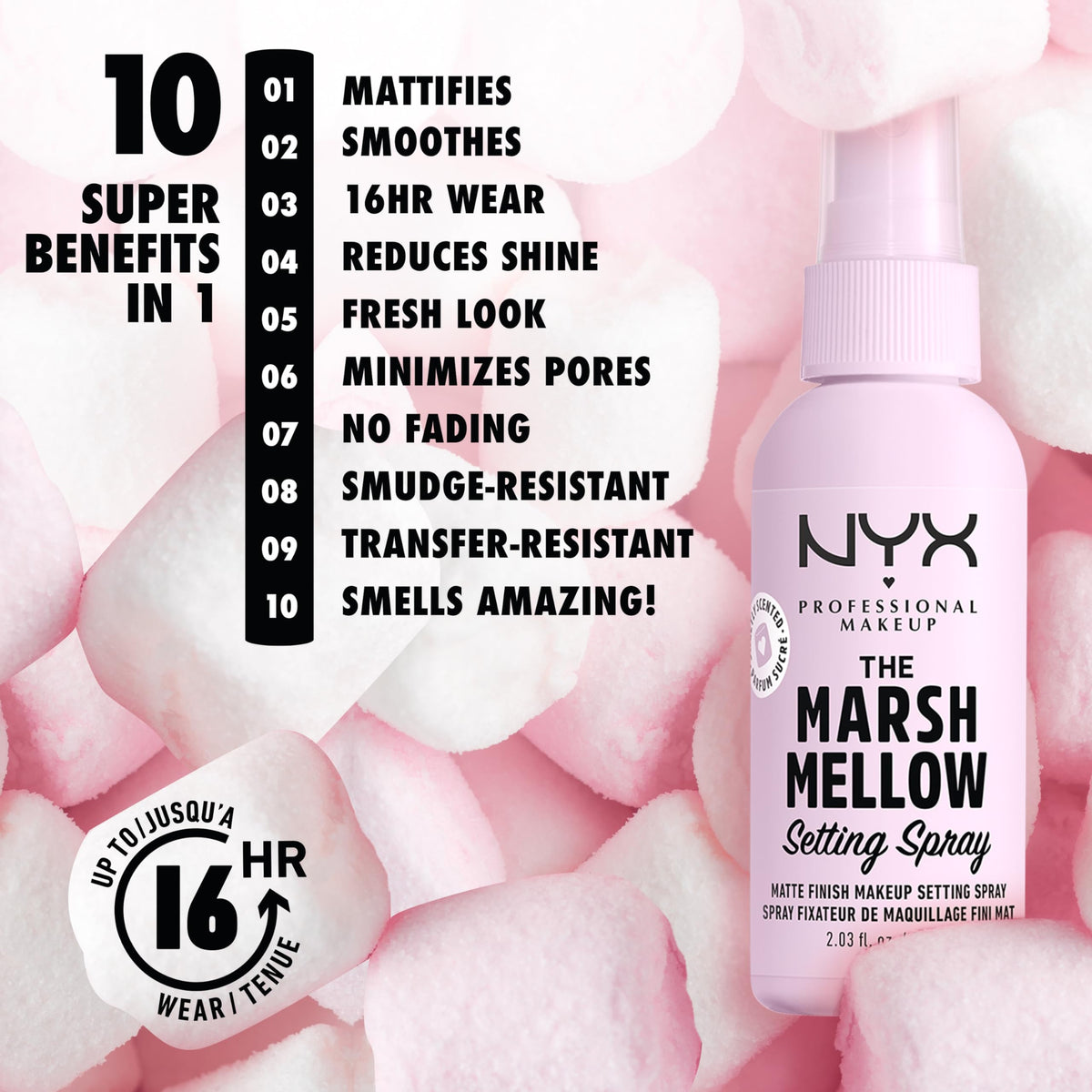 NYX PROFESSIONAL MAKEUP Makeup Setting Spray - Matte Finish, Long-Lasting Face Mist for up to 16HR Wear, Vegan Formula