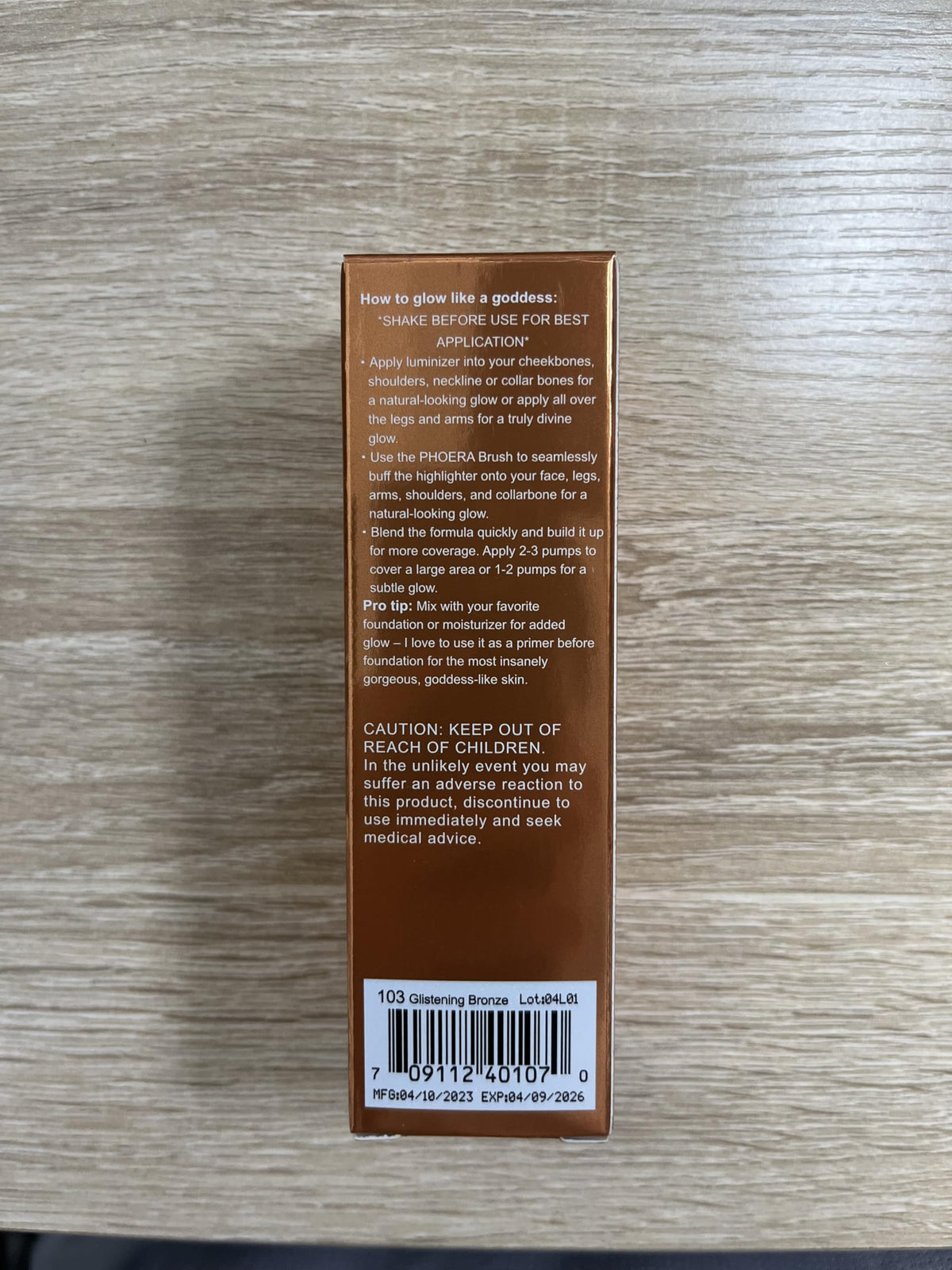 Body Shimmer Oil, Rose Gold Natural Glow Luminizer, Brush Include, 1oz