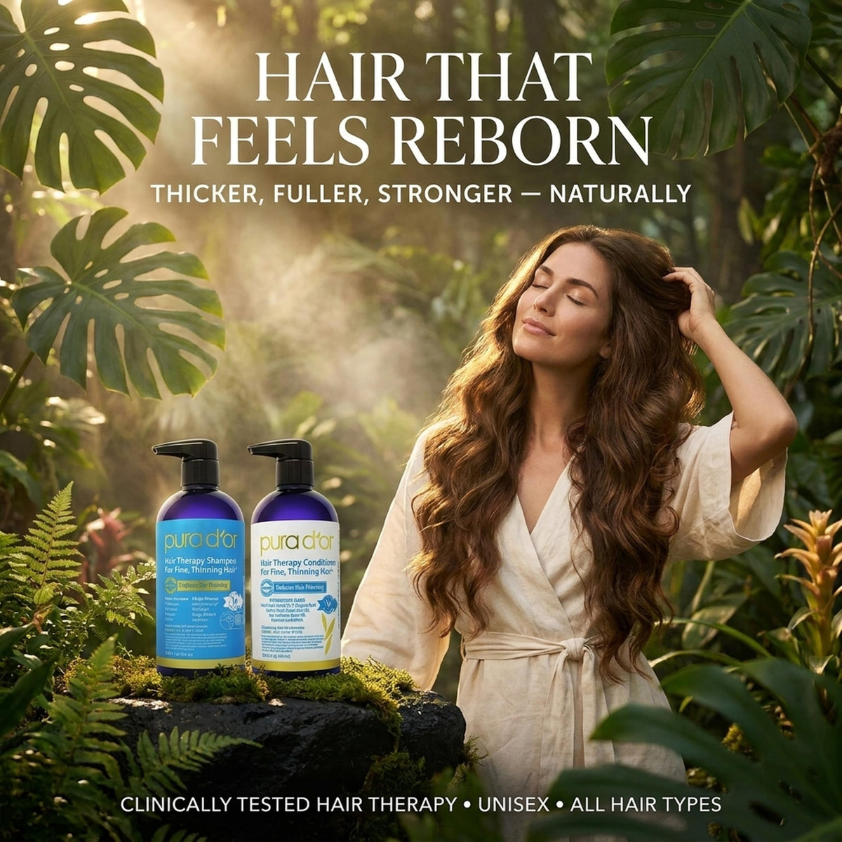 PURA D'OR Gold Label Anti-Thinning Biotin Shampoo & Conditioner, 16oz x2