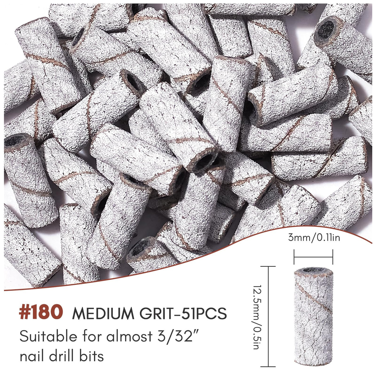 Makartt Nail Drill Sanding Bands - 100Pcs 80/120/180/240 4 Color Grit File