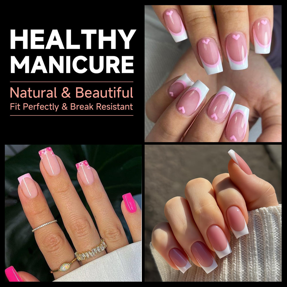 UNA GELLA Square Nail Tips XXL Long Half Cover Gel Tips 120PCS