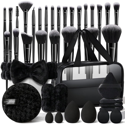 HGHDBT 55Pcs Brown Makeup Brushes Set Professional Makeup Kit Multi-functional Makeup Tool Set with Case Facial Makeup Accessories, Foundation Makeup Brush Kit Eye and Face Make up Brushes & Tools