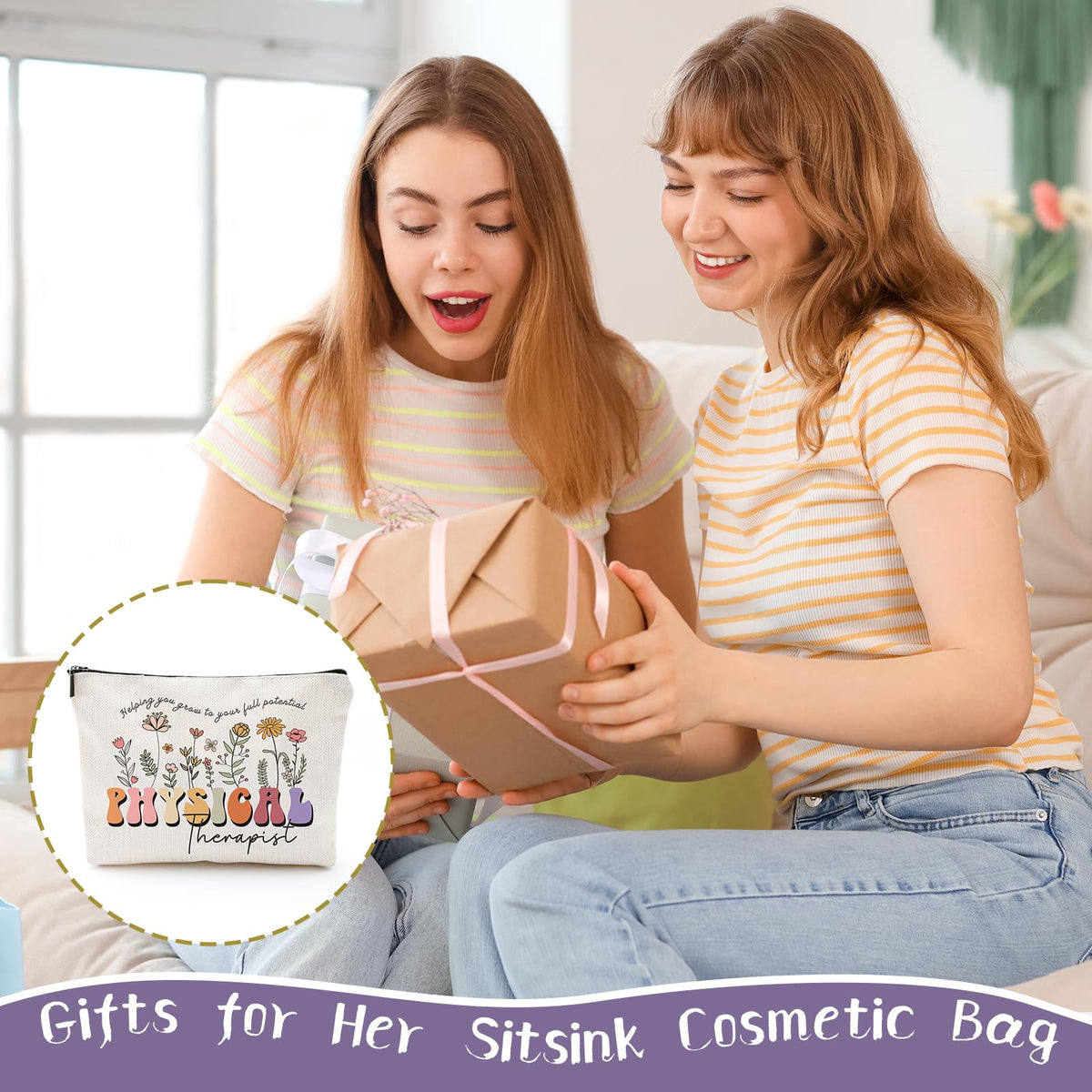 Sitsink Funny Sarcastic Gifts for Girls - Intersting Gifts for Girls Birthday. A Ray of Sarcastic Sunshine Every Single Day Makeup Bag, Cosmetic Bags Humor Sarcastic Gifts for Women Boss Coworker