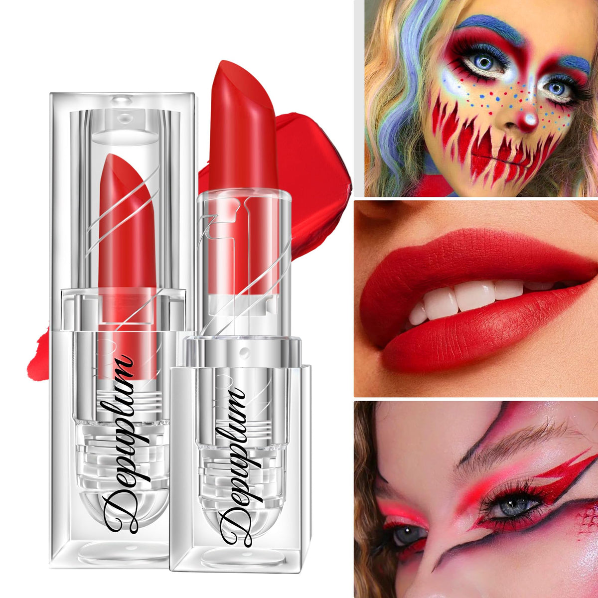 Depuplum Black Lipstick Glitter Red Lipstick Ombre Lips Dual Tone