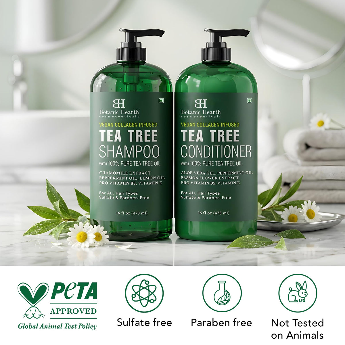 Botanic Hearth Tea Tree Shampoo And Conditioner Set - 16 Fl oz Each