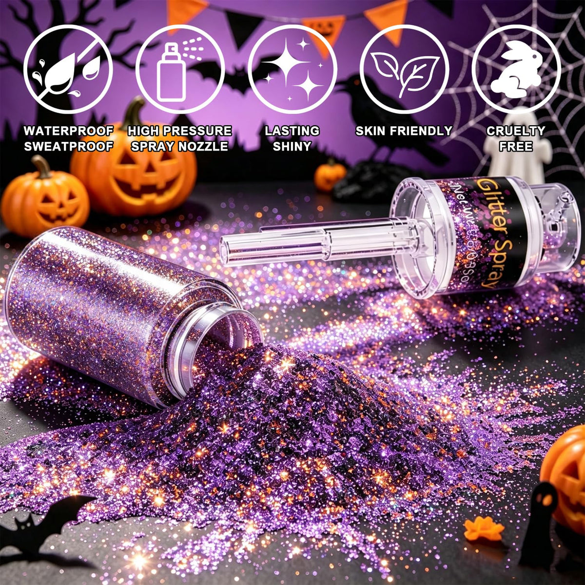 Scarman Hair and Body Glitter Spray, 1PC Glint-Rainbow Hairspray Powder