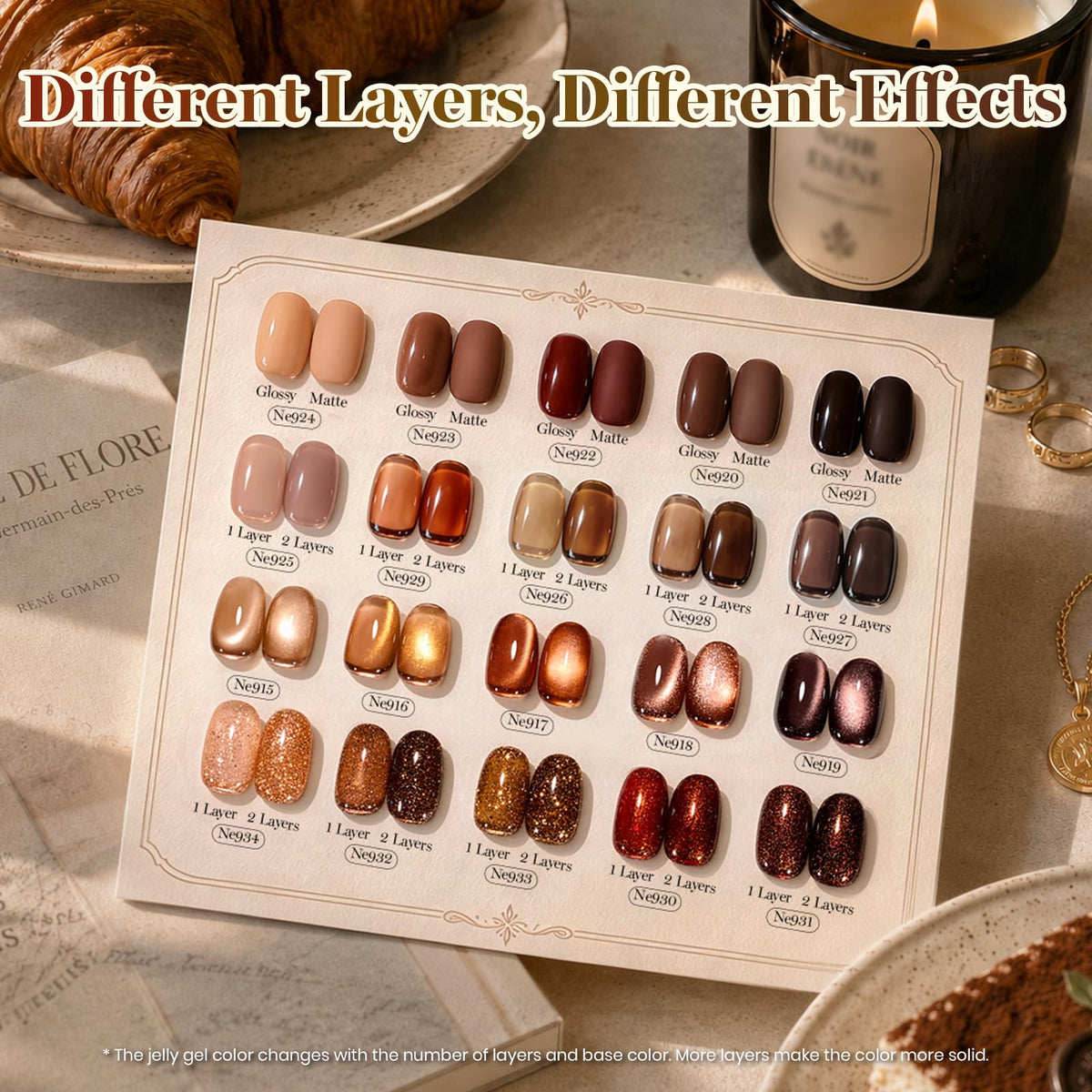 Beetles Fall Gel Nail Polish Set, 20 Colors Orange Yellow Brown