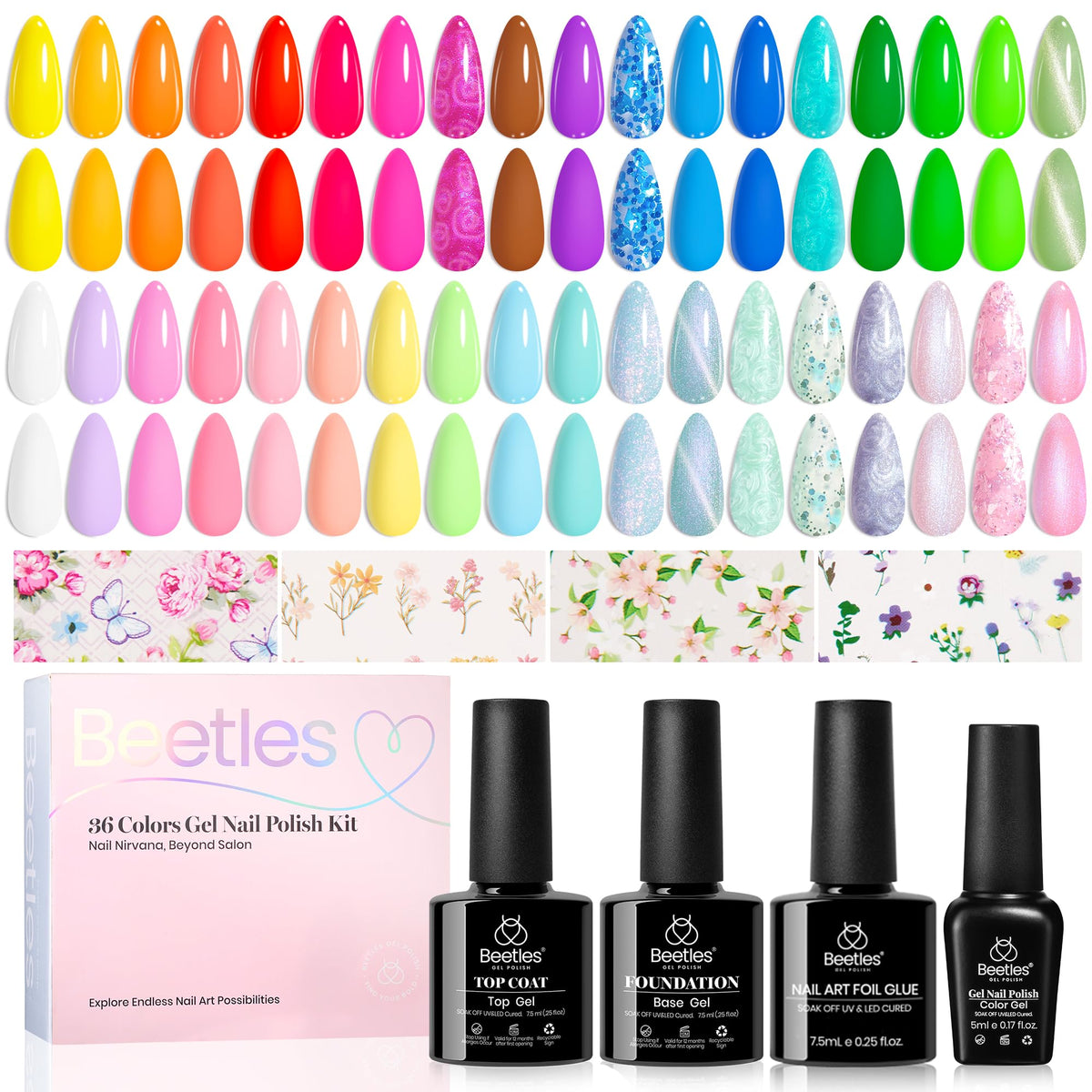 Beetles Fall Gel Nail Polish Set, 20 Colors Orange Yellow Brown