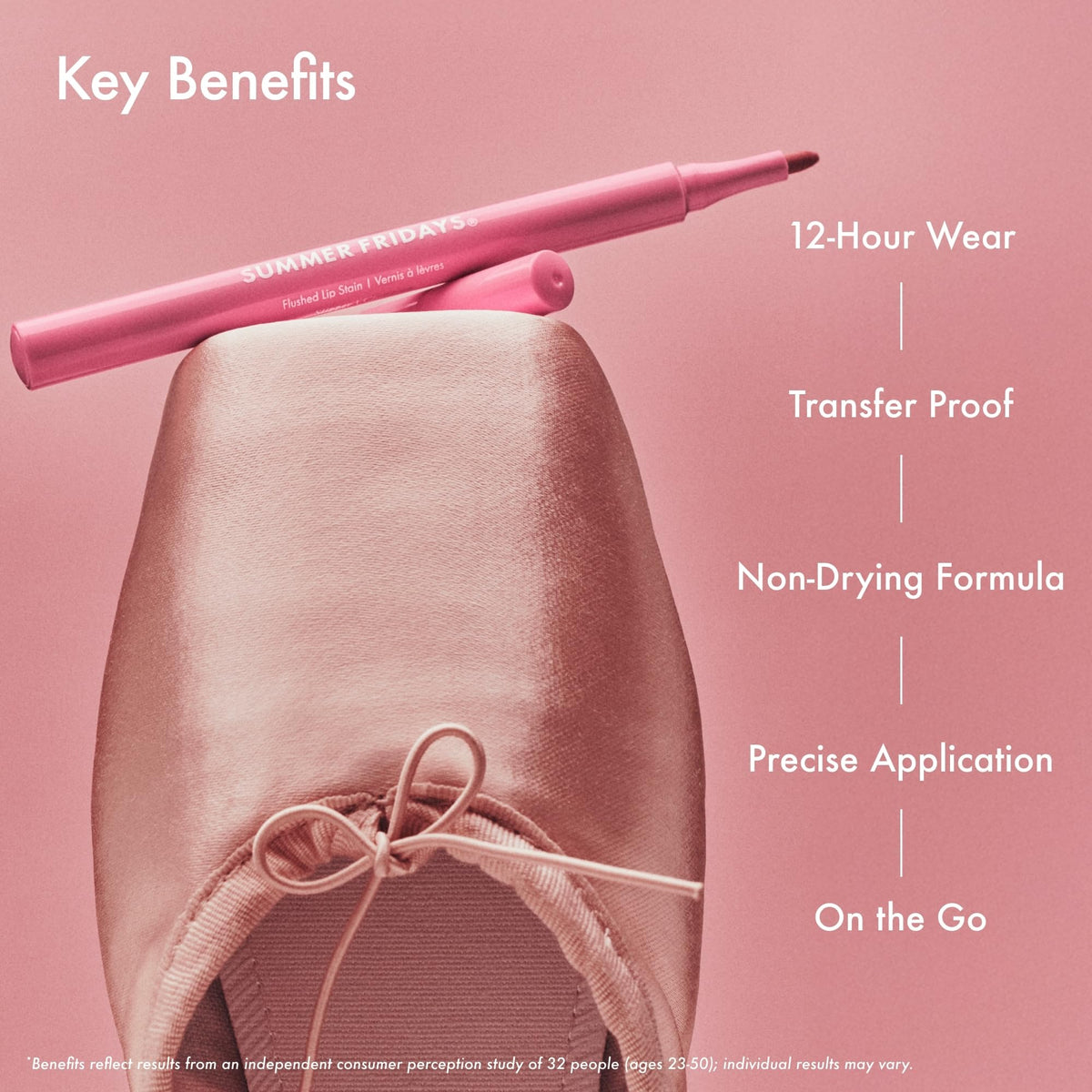 Summer Fridays Flushed Lip Stain Liner, 12hr Wear & Transfer-Proof, Rosette