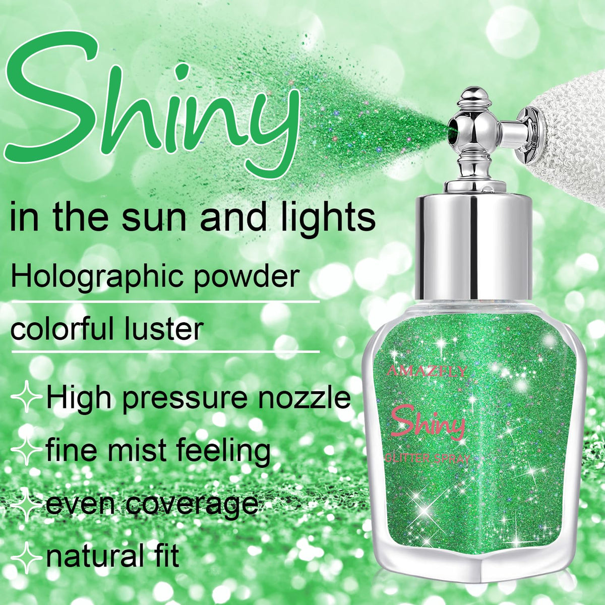 Hair and Body Glitter Spray, Shimmering Powder Sparkle Powder Makeup, Glitter Loose Sparkle Makeup for Body Highlighter,Festival Prom Rave Accessories (Glint-Rainbow)