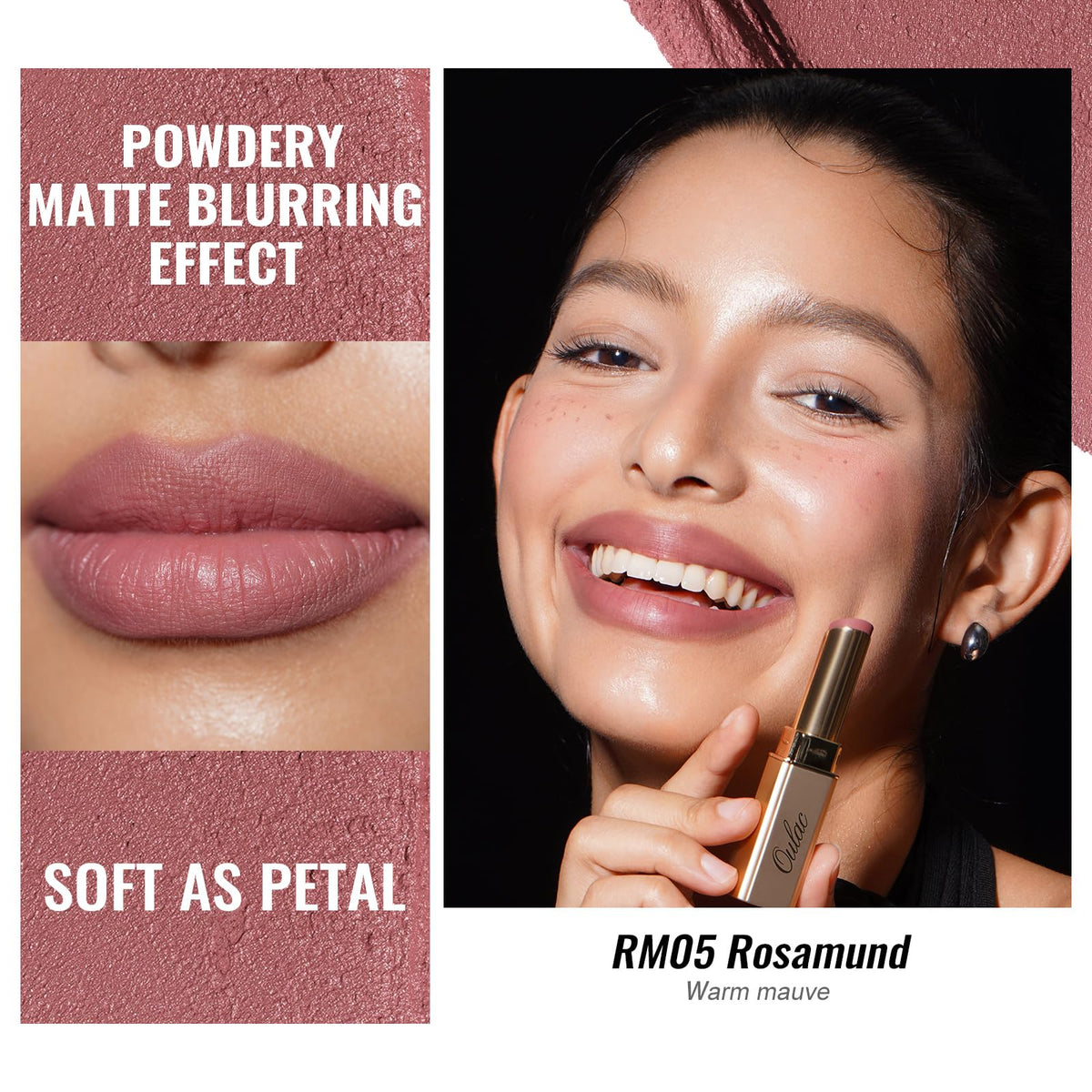 Oulac Red Matte Lipsticks for Women, Silky Velvet Matte Lipstick, Terracotta High Impact Lip Color, Soft Smooth Texture, Not Dry Lightweight Formula Infused with Vitamin E, RM06