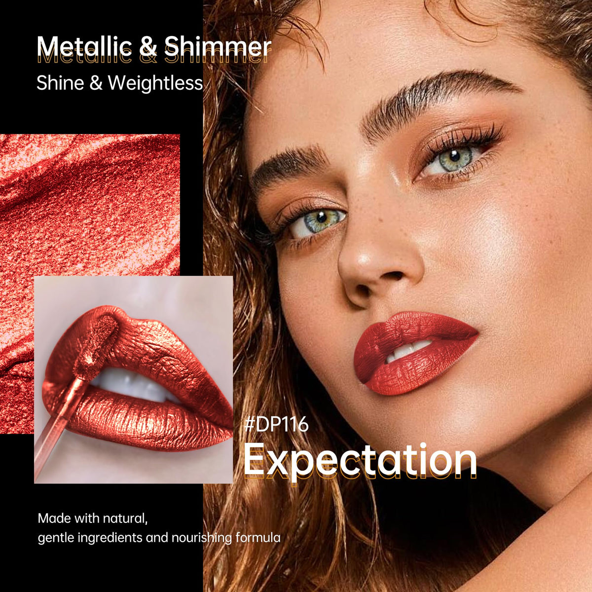 Depuplum Purple Lipsticks for Women Metallic Glitter Lipstick Long Lasting