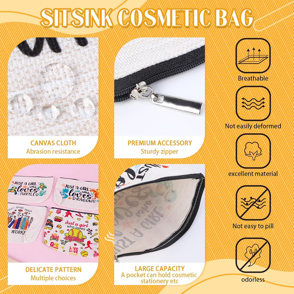 Sitsink Funny Sarcastic Gifts for Girls - Intersting Gifts for Girls Birthday. A Ray of Sarcastic Sunshine Every Single Day Makeup Bag, Cosmetic Bags Humor Sarcastic Gifts for Women Boss Coworker