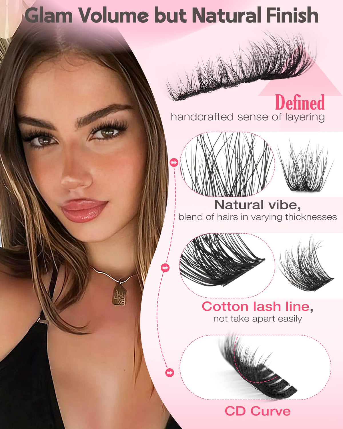 Goddvenus Lash Clusters Kit Wispy Eyelash Clusters Lashes Natural DIY Lash Extension Kit 10-16mm Cluster Eyelash Extensions Kit 300pcs C Curl Individual Lashes Cluster Eyelash (No Tweezers)