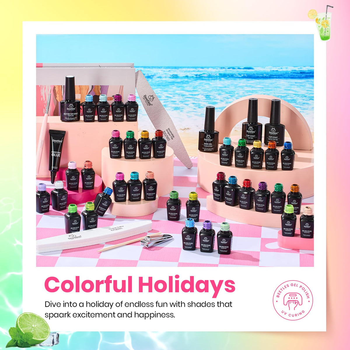 Beetles Fall Gel Nail Polish Set, 23Pcs Brown Burgundy Red Nude Pink