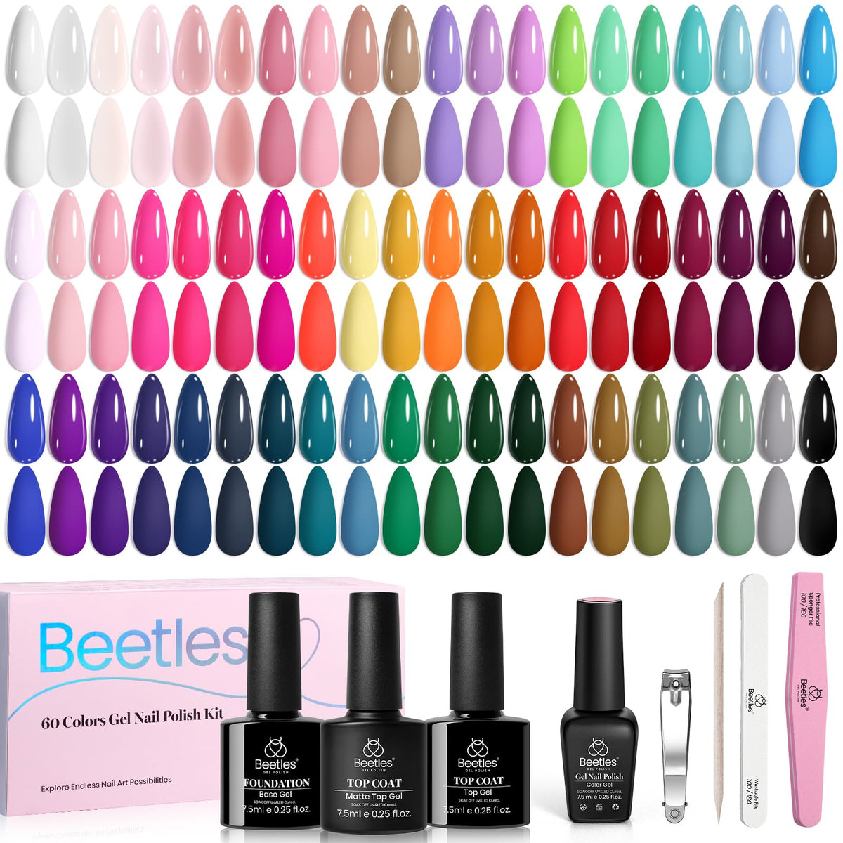 Beetles Fall Gel Nail Polish Set, 20 Colors Orange Yellow Brown