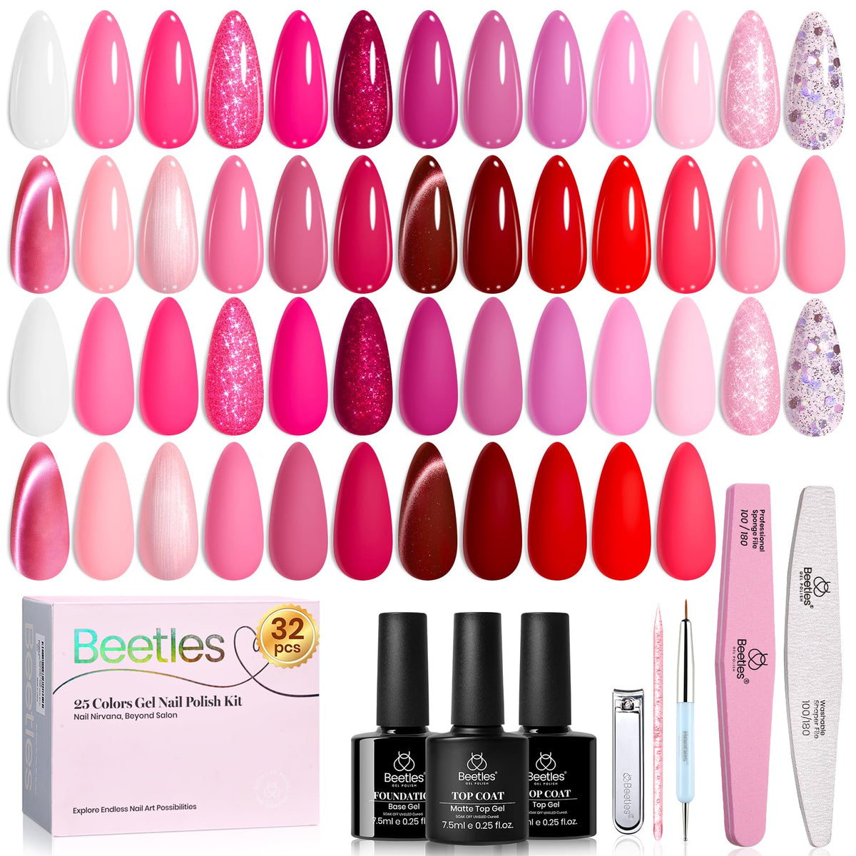Beetles Gel Nail Polish Kit with U V Light - 80Pcs 55 Colors Gel Nail Kit
