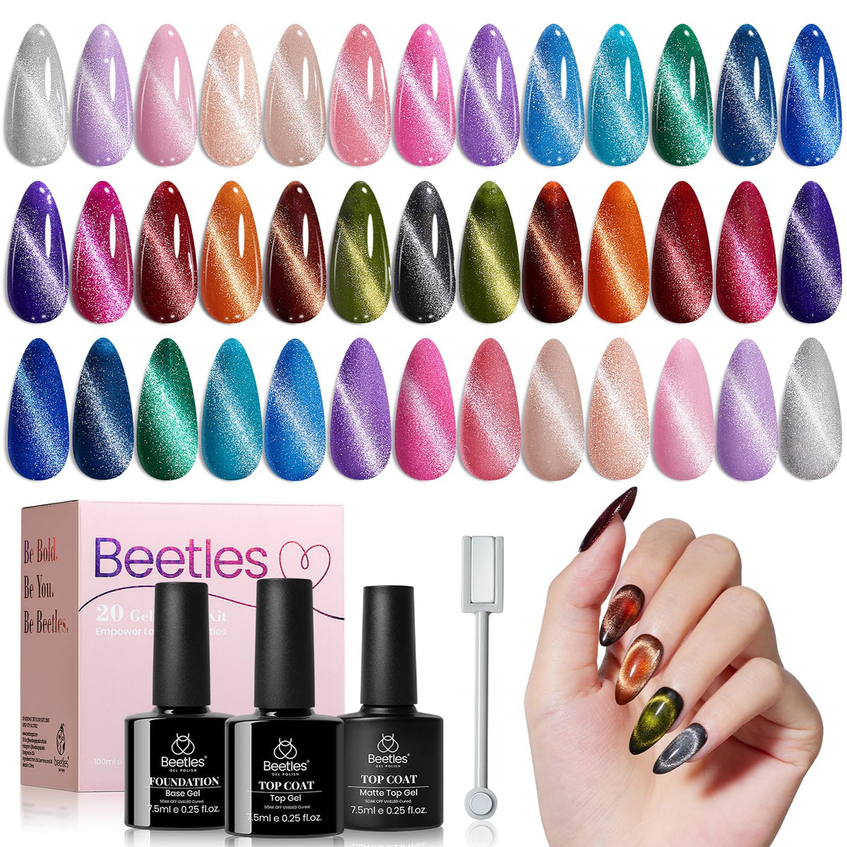 Beetles Gel Nail Polish Kit with U V Light - 80Pcs 55 Colors Gel Nail Kit