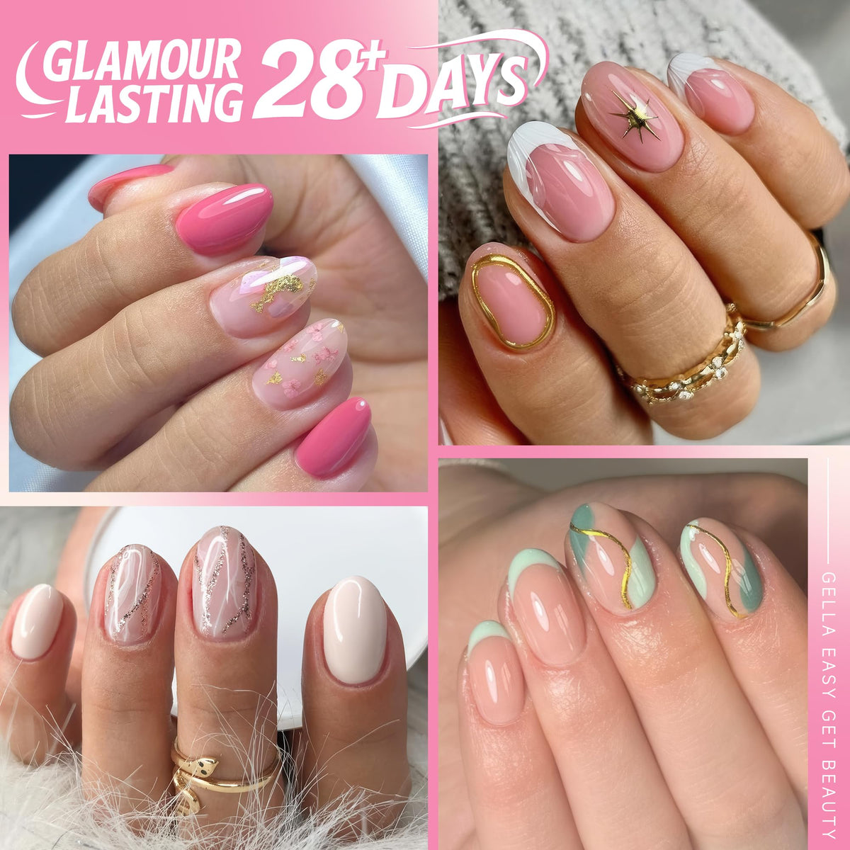 UNA GELLA Almond Gel Nail Tips 504PCS Pre-Etched Clear Fake Nails Tips