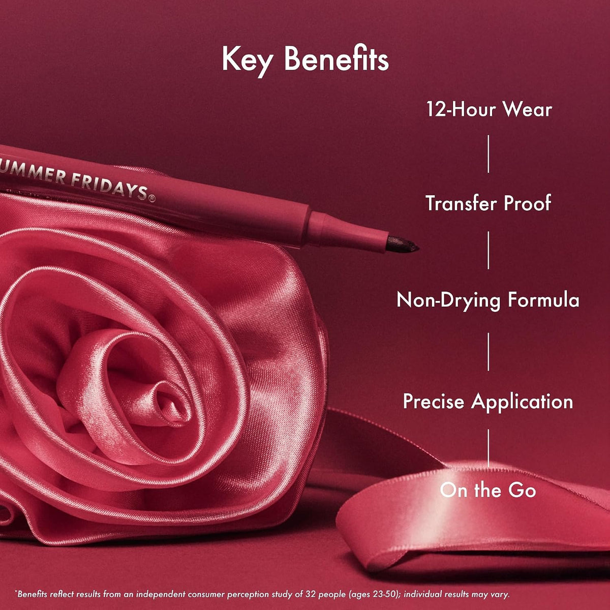 Summer Fridays Flushed Lip Stain Liner, 12hr Wear & Transfer-Proof, Rosette